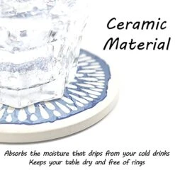 Set Of 6 Coasters With Holder For Drinks Absorbing Round Ceramic Stone Coaster With Cork Base,Tabletop Protection Mat For Mugs And Cups,Office,Kitchen (Colorful With Holder) -KitchenAid Shop 51KWIAYdHES