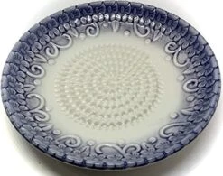 , All-in-one 4pcs Prime Ceramic Garlic Grater Set - HandMade, Purple Emboss Design Grater Plate W/Garlic Peeler, Gathering Brush, Display Stand, It's Also Grating Turmeric, Ginger, And More,