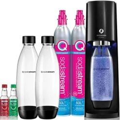 SodaStream E-TERRA Sparkling Water Maker Bundle (Black), With CO2, Carbonating Bottles, And Bubly Drops Flavors -KitchenAid Shop 51KXMAdCIrL. AC