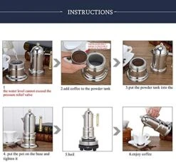 Stovetop Espresso Maker - Stainless Steel Express Coffee Maker Moka Pot Easy To Operate & Quick Cleanup Pot For Home Office With Safety Valve 4 Cups(50ml/Cup) Italian Design For Cappuccino Latte -KitchenAid Shop 51KY5JF8XjL