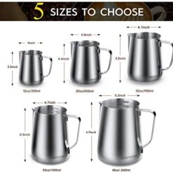 Milk Frothing Pitcher, 12oz 20oz 32oz 50oz 66oz Steaming Pitcher Stainless Steel Coffee Bar Espresso Machine Accessories, Cappuccino Barista Tools Milk Jug Steamer Frother Cup With Latte Art Pen -KitchenAid Shop 51Kb7uX21sL