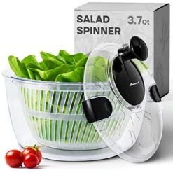 Joined Salad Spinner With Drain, Bowl, And Colander - Quick And Easy Multi-Use Lettuce Spinner, Vegetable Dryer, Fruit Washer, Pasta And Fries Spinner - 3.7 Qt