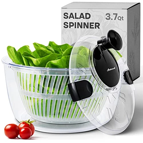 Joined Salad Spinner With Drain, Bowl, And Colander - Quick And Easy Multi-Use Lettuce Spinner, Vegetable Dryer, Fruit Washer, Pasta And Fries Spinner - 3.7 Qt 3 Joined Salad Spinner With Drain, Bowl, And Colander - Quick And Easy Multi-Use Lettuce Spinner, Vegetable Dryer, Fruit Washer, Pasta And Fries Spinner - 3.7 Qt