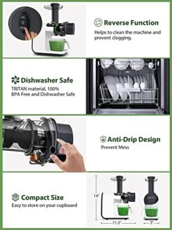 Slow Juicer, Aeitto Cold Press Juicer, BPA Free Juicer Machines Easy To Clean, Celery Juicer With Quiet Motor & Reverse Function, Masticating Juicer For Vegetable And Fruit 11 Slow Juicer, Aeitto Cold Press Juicer, BPA Free Juicer Machines Easy To Clean, Celery Juicer With Quiet Motor & Reverse Function, Masticating Juicer For Vegetable And Fruit -KitchenAid Shop 51Ke5FV5K2L