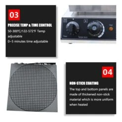 Commercial Ice Cream Cone Waffle Maker Machine With Crispy Waffle Cone Mold, 1500W Stainless Steel Egg Roll Cone Baker Waffle Roll Maker W/ Non-Stick Coating, Temp & Time Control 14 Commercial Ice Cream Cone Waffle Maker Machine With Crispy Waffle Cone Mold, 1500W Stainless Steel Egg Roll Cone Baker Waffle Roll Maker W/ Non-Stick Coating, Temp & Time Control -KitchenAid Shop 51KhvqddaxL