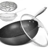 Hard Anodized Nonstick Wok With Lid, Cooking Wok Pan 12 Inch, Large Wok Pan With Flat Bottom, Induction Wok With Steamer Rack & Fry Basket, Woks And Stir Fry Pans - 5 Quart -KitchenAid Shop 51Kiihs55nL