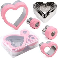 Heart Cookie Cutter Set,9 Piece Heart Shapes Stainless Steel Cookie Cutters Mold For Cakes Biscuits And Sandwiches,0.98"/1.45"/1.57"/1.96"/2.04"/2.32"/2.75"/3.18"/3.74" Assorted Sizes