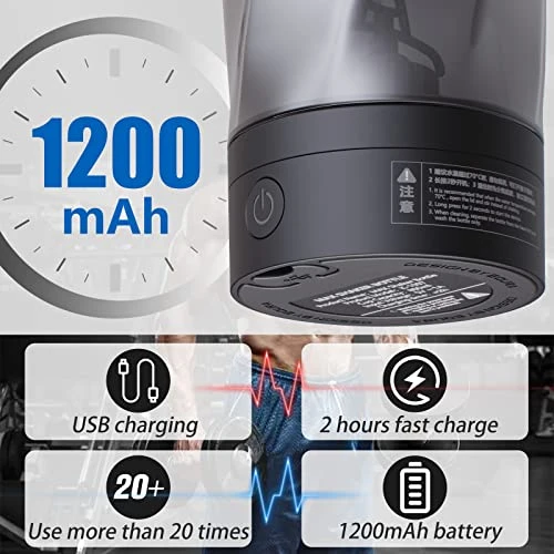 Lectric Shaker Bottle, 34 Oz Blender Bottles, Made With Tritan - BPA Free - Portable Mixer Cup/USB Rechargeable 6 Lectric Shaker Bottle, 34 Oz Blender Bottles, Made With Tritan - BPA Free - Portable Mixer Cup/USB Rechargeable - Image 4