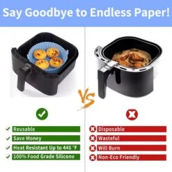 Air Fryer Silicone Liners 8 Inch, 2 Pack Air Fryer Accessories For Ninja Air Fryer Liners Reusable With Handle, Basket For 5 QT To 7 QT, Red & Blue -KitchenAid Shop 51KmSL48MGL