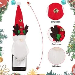 COPPATAOPP 3-Pack Christmas Wine Bottle Caps For Festive Decoration Christmas, Gnome Wine Bottle Caps Santa Christmas Tree Elk Christmas Wine Gift Bag, Christmas Wine Bottle Caps For Family Parties