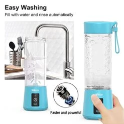 Portable Blender,Personal Size Blender Juicer Cup,Smoothies And Shakes Blender,Handheld Fruit Machine,Blender Mixer Home (blue) -KitchenAid Shop 51KsXhkhNjL