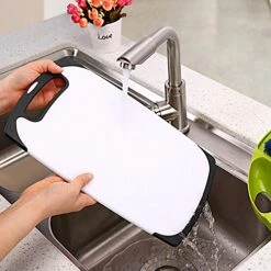 Cutting Board Set Of 3 - THETIS Chopping Boards With Deep Juice Grooves, Rubber Handle, Non-Slip Feet, Kitchen Thicker Boards For Vegetable & Fruit, Meat, Dishwasher Safe - Black -KitchenAid Shop 51Kt72f1rjL