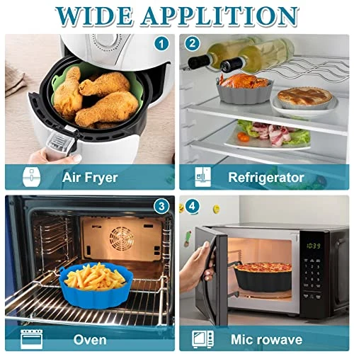 2 Pack Air Fryer Silicone Liners Reusable Round Insert, Food Grade Silicone Liners For Air Fryer Basket Accessories, 8.5 Inches For 5 To 8 Qt For Air Fryer Oven Accessories (Black And Grey) 4 2 Pack Air Fryer Silicone Liners Reusable Round Insert, Food Grade Silicone Liners For Air Fryer Basket Accessories, 8.5 Inches For 5 To 8 Qt For Air Fryer Oven Accessories (Black And Grey) - Image 2