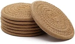 Bsorbent Drink Coasters Handmade Braided Drink Coasters 6 Pack (4.3 Inch, Round, 8mm Thick) Super Absorbent Heat-Resistant Coasters For Drinks Great Housewarming Gift (Beige, 6 Pack) -KitchenAid Shop 51KwP1D5rjS. AC
