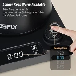 Electric Kettle: Tosfly Professional Electric Gooseneck Kettle, LED Digital Display, 1L Pour Over Coffee Kettle With Temperature Control Leak-Proof, 24H Keep Warm Tea Kettle 9 Electric Kettle: Tosfly Professional Electric Gooseneck Kettle, LED Digital Display, 1L Pour Over Coffee Kettle With Temperature Control Leak-Proof, 24H Keep Warm Tea Kettle -KitchenAid Shop 51L5IGnfIZL