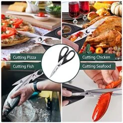 Itchen Shears With Sheath, ARCHIKING 2pack Sharp Kitchen Scissors,Stainless Steel Scissors,Poultry Shears,Utility Scissors,Office Scissors,Dishwasher Safe For Chicken,fish,meat,BBQ (Black&Green) -KitchenAid Shop 51L6EHoNQxL