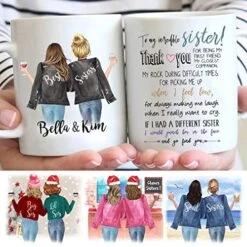 Custom Sister Mug From Sister, Sister Coffee Mug With Names, Personalized Sisters Cups, Christmas Or Birthday Gifts For Sister From Sister, Sister Moving Away Mug, 11 Or 15 Oz
