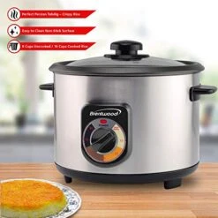 RENTWOOD Crunchy Persian Rice Cooker, Stainless Steel (8-Cup Uncooked/16-Cup Cooke), Silver (TS-1216S)