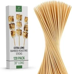 Authentic Bamboo Marshmallow Smores Sticks - 40 Extra Long 30" Roasting Sticks - 5mm Heavy-Duty Bamboo Skewers - Thick Smore Sticks - Ideal For Grilling - Marshmallow Sticks Camping -KitchenAid Shop 51LJaUHcoVL. AC