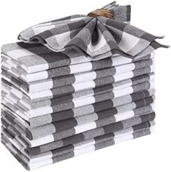 Cloth Dinner Napkin Gingham Plaid Check Fabric-18X18 Red White, Wedding Napkins, Cocktails Napkins, Fabric Napkins, Cotton Napkins, Mitered Corners & Generous Hem, Dinner Napkins Set Of 12 -KitchenAid Shop 51LRS1AX2jS. AC