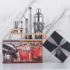 Bartender Kit Cocktail Shaker With Stylish Bamboo Stand,18-Piece Bar Tool Set With Recipes Booklet,Home Drink Mixer Set -KitchenAid Shop 51LSXM1sOcL
