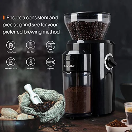 Burr Coffee Grinder, Conical Burr Mill Grinder With 18 Grind Settings From Ultra-fine To Coarse, Electric Coffee Grinder For French Press, Percolator, Drip, American And Turkish Coffee Makers 4 Burr Coffee Grinder, Conical Burr Mill Grinder With 18 Grind Settings From Ultra-fine To Coarse, Electric Coffee Grinder For French Press, Percolator, Drip, American And Turkish Coffee Makers - Image 2