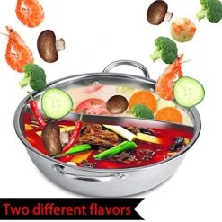 Hot Pot, With Hollow Handle Double Flavor Two-flavor Hot Pot, Portable Thicken Family For Induction Cooker Kitchen Hot Pot Restaurant(30cm) -KitchenAid Shop 51LkTDQ90zL