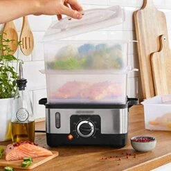 Home Electric Food Steamer Multifunctional Steamer Pot Automatic Power-of 3-Layer Large Capacity Seafood Steamer Cooker