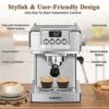 Espresso Machine, Stainless Steel Espresso Machine With Milk Frother For Latte, Cappuccino, Machiato,for Home Espresso Maker, 1.8L Water Tank, 20 Bar