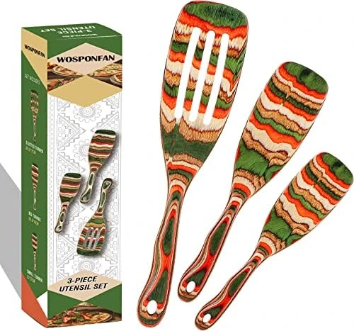Wooden Spoons For Cooking, WOSPONFAN Kitchen Utensils Set, Pakkawood Kitchen Cooking Utensils Set, Apartment Essentials Wood Serving Spatula Spoon, Salad Tongs, Home & Kitchen Gift For Women 10 Wooden Spoons For Cooking, WOSPONFAN Kitchen Utensils Set, Pakkawood Kitchen Cooking Utensils Set, Apartment Essentials Wood Serving Spatula Spoon, Salad Tongs, Home & Kitchen Gift For Women - Image 8