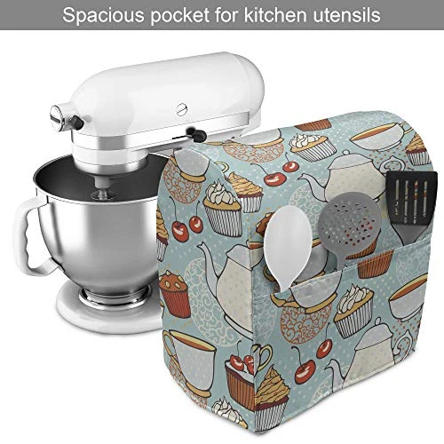 Lunarable Tea Party Stand Mixer Cover, Retro Style Yummy Cakes Cookie Teapot Delicious Tea Time Nostalgic Illustration, Kitchen Appliance Organizer Bag Cover With A Pocket, 6-8 Quarts, Multicolor 4 Lunarable Tea Party Stand Mixer Cover, Retro Style Yummy Cakes Cookie Teapot Delicious Tea Time Nostalgic Illustration, Kitchen Appliance Organizer Bag Cover With A Pocket, 6-8 Quarts, Multicolor - Image 2