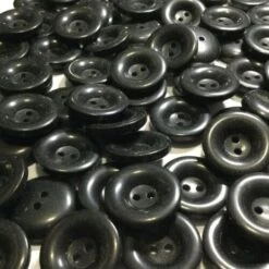 From Italy"Fat" Black"Bagel" Shape Classic & Clean (SHW) Button 2 Hole (23mm-7/8") (100 Pcs)