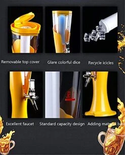 Beer Tower Dispenser Drink Dispenser 3L Beer Column With Ice Cooling And LED Lights, Beer Tower, Beer Dispenser, Drinks Dispenser With Tap, Drinking Column, Party, Bar And Home -KitchenAid Shop 51M4Br8OJ4L