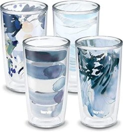 Tervis Kelly Ventura Crystal True Blue Collection Made In USA Double Walled Insulated Tumbler Travel Cup Keeps Drinks Cold & Hot, 16oz 4pk, Assorted