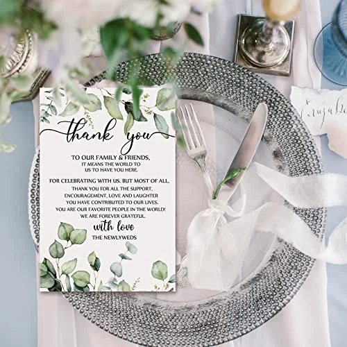 Wedding Thank You Cards Thank You Place Setting Wedding Greenery Cards Eucalyptus Thank You Place Cards 4 X 6 Inches For Wedding Reception Rehearsal Dinner Party Bridal Shower(50 Pieces) 7 Wedding Thank You Cards Thank You Place Setting Wedding Greenery Cards Eucalyptus Thank You Place Cards 4 X 6 Inches For Wedding Reception Rehearsal Dinner Party Bridal Shower(50 Pieces) - Image 5