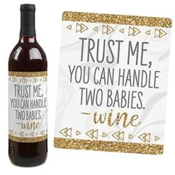 It's Twins - Gold Twins Baby Shower Decorations For Women And Men - Wine Bottle Label Stickers - Set Of 4 -KitchenAid Shop 51MFWx11yOL