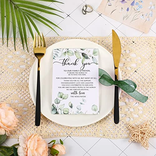 Wedding Thank You Cards Thank You Place Setting Wedding Greenery Cards Eucalyptus Thank You Place Cards 4 X 6 Inches For Wedding Reception Rehearsal Dinner Party Bridal Shower(50 Pieces) 6 Wedding Thank You Cards Thank You Place Setting Wedding Greenery Cards Eucalyptus Thank You Place Cards 4 X 6 Inches For Wedding Reception Rehearsal Dinner Party Bridal Shower(50 Pieces) - Image 4