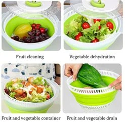 HEIMP Dryer Fold Salad Spinner, Lettuce Vegetables And Fruits Quickly Drain Easy To Use Salad Spinner With Bowl, Colander And Built In Draining Kitchen Slicer -KitchenAid Shop 51MJGZDw4qS