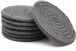 Bsorbent Drink Coasters Handmade Braided Drink Coasters 6 Pack (4.3 Inch, Round, 8mm Thick) Super Absorbent Heat-Resistant Coasters For Drinks Great Housewarming Gift (Beige, 6 Pack) -KitchenAid Shop 51MJtJyK2GS. AC