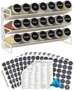 GONGSHI 3 Tier Spice Rack Organizer With 21 Empty Spice Jars, 386 Spice Labels, Chalk Marker And Funnel Set For Countertop Cabinet Pantry Or Wall Door Mount - Black -KitchenAid Shop 51MKV92afyL. AC