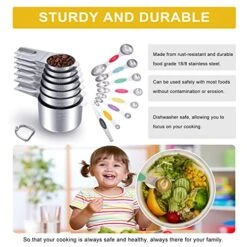 Stainless Steel Measuring Cups And Spoons Set Of 15 - Includes 7 Nesting Metal Measuring Cups, 8 Magnetic Measuring Spoons Set - Ideal Kitchen Gadgets For Cooking And Baking Needs -KitchenAid Shop 51MOiv9kIKL