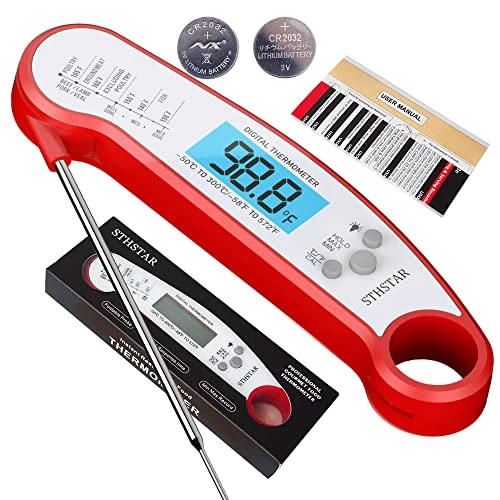 Waterproof Digital Meat Thermometer, Instant Read Food Thermometer For Cooking Grilling Baking BBQ Oil Milk Bath Water Deep Fry (Red) 3 Waterproof Digital Meat Thermometer, Instant Read Food Thermometer For Cooking Grilling Baking BBQ Oil Milk Bath Water Deep Fry (Red)