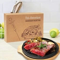 Tri-Sworker Meat Injector Syringe For Smoking With 4 Marinade Flavor Food Injector Needles, Ideal To Injector Marinades For Meats, Turkey, Brisket, Beef; 2-OZ Capacity -KitchenAid Shop 51MX4oYGgxL