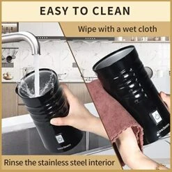 Milk Frother, Electric 3-in-1 Milk Steamer, 8.1oz/240ml Electric Hot&Cold Foam Maker, Milk Frother With 2 Whisks For Frothing And Heating, Milk Warmer For Coffee, Hot Chocolate, 500W, Black -KitchenAid Shop 51MXGbj7GAL