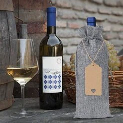 ING Burlap Wine Bags 20 Pcs Wine Bottle Bags Jute Wine Gift Bags With Tags And Ropes Wine Bottle Covers For Christmas Wedding Housewarming Engagement Wine Tasting Party Supplies (Black&Gray, 20) -KitchenAid Shop 51MfxDrBLJL