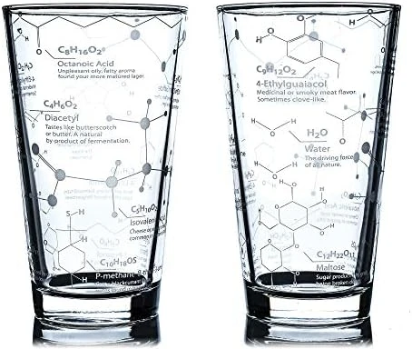 Beer Glasses - 16 Oz Pint Glass (Set Of 2) – Science Of Beer Glassware - Etched With Beer & Hops Chemistry Molecules 9 Beer Glasses - 16 Oz Pint Glass (Set Of 2) – Science Of Beer Glassware - Etched With Beer & Hops Chemistry Molecules - Image 7