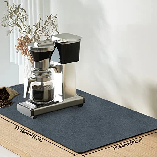 Coffee Bar Mat For Bar Accessories 27.56''x19.69'' Coffee Mat Hide Stain Rubber Backed Absorbent Dish Drying Mat For Kitchen Counter, Fit Under Coffee Maker Espresso Machine(Navy Blue) 3 Coffee Bar Mat For Bar Accessories 27.56''x19.69'' Coffee Mat Hide Stain Rubber Backed Absorbent Dish Drying Mat For Kitchen Counter, Fit Under Coffee Maker Espresso Machine(Navy Blue)