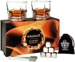 Hiskey Glass Set Of 2 - Bourbon Whiskey Stones Gift Set For Men - Includes Crystal Whisky Rocks Glasses, Chilling Stones, Slate Coasters - Scotch Glasses In Wooden Box - Wisky Burbon Retirement Gifts -KitchenAid Shop 51MuDf6xcHL. AC