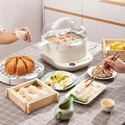 Electric Steamer Seafood Multi-Function Rice Noodles Machine Household Small Double-Layer Steam Boiler Breakfast Machine Automatic Drawer Tray (Color : B) -KitchenAid Shop 51Mwl39qlAL