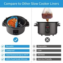 Slow Cooker Liners Fit For Crock-Pot & Hamilton Beach 6-8 Quart Oval Slow Cooker, Silicone Slow Cooker Divider Liners, Reusable & Leakproof, Dishwasher Safe, Easy Cleanup -KitchenAid Shop 51Mz7uOyLLL